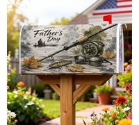 Coperture magnetiche per cassetta postale per canna da pesca, rustiche per esterni, per la festa del papà, decorazioni per cassetta postale marrone, 45,7 x 53,7 cm