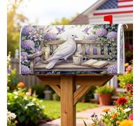Coperture magnetiche per cassetta postale piccione, rustiche vintage a forma di tazza, copertura per cassetta postale stagionale viola primaverile per decorazione portico anteriore 53 x 64 cm