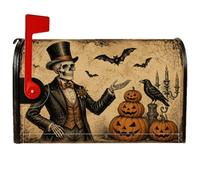 Coperture magnetiche per cassetta postale scheletrate, vintage, rustiche, zucche, pipistrelli, Halloween, decorazione per cassetta postale, per decorazione del prato, 45,7 x 53,7 cm