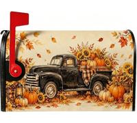 Coperture magnetiche per cassetta postale vintage con camion | Camion vintage, involucri per cassette postali, raccolto autunnale, fogliame autunnale, girasoli, decorazione della fattoria