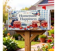 Coperture magnetiche per cassette della posta per barattoli di marmellata, rustiche, con farfalle, fragole, estive, rosse, decorazione da giardino, 45 x 53 cm