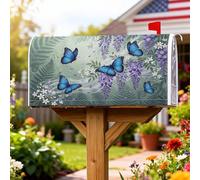 Coperture magnetiche per cassette delle lettere a farfalla, copertura per cassetta delle lettere blu con glicine naturale primaverile, per decorare la casa e il giardino, 45,7 x 53,3 cm