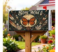 Coperture magnetiche per cassette delle lettere a farfalla, in stile bohémien, rustiche, con cristalli, estive, arancioni, per esterni, decorazione da giardino, cortile, 53 x 64 cm