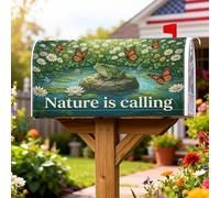 Coperture magnetiche per cassette delle lettere anfibi, motivo natura fantasiosa farfalla ninfee primavera verde pelle per cassetta delle lettere per la decorazione della porta d'ingresso, 45,7 x 53,7