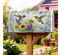 Coperture magnetiche per cassette delle lettere con colibrì, copertura per cassetta delle lettere con girasole vibrante e lavanda verde primavera, decorazione per esterni, giardino, cortile, 53 x 64