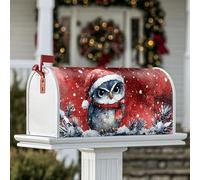 Coperture magnetiche per cassette delle lettere con gufo, fantasiose decorazioni natalizie in pino rosso invernale per la casa e il giardino, 45,7 x 53,7 cm