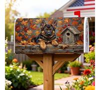 Coperture magnetiche per cassette delle lettere con pastore tedesco, autunnali rustiche foglie autunnali per uccelli autunnali arancioni per la decorazione della porta d'ingresso, 45,7 x 53,7 cm