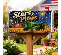 Coperture magnetiche per cassette delle lettere del trattore, coperture per cassette postali rustiche in granaio verde estivo, per esterni, decorazione per giardino, patio, 45,7 x 53,7 cm