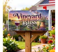 Coperture magnetiche per cassette delle lettere per calici da vino, stile rustico, copertura per cassetta postale viola autunnale, per decorazioni esterne, 53 x 64 cm