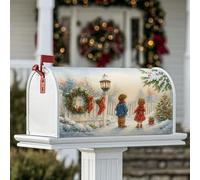 Coperture magnetiche per cassette delle lettere, per Natale, inverno, bambini, neve, Natale, rosso, per esterni, decorazioni per casa e giardino, 53 x 64 cm