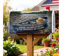 Coperture magnetiche per cassette postali a barca, stile rustico per esterni, cappello estivo blu, decorazione per giardino, 53 x 64 cm