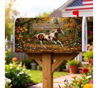 Coperture magnetiche per cassette postali a cavallo, autunnali rustiche con foglie di gufo autunnali, copertura per cassetta postale stagionale per giardino e cortile, 53 x 64 cm