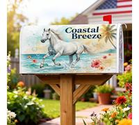 Coperture magnetiche per cassette postali a cavallo, con palma tropicale costiera, ibisco, protezione per cassetta postale per esterni, decorazione da giardino, 45,7 x 53,7 cm
