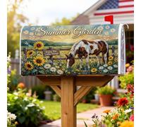 Coperture magnetiche per cassette postali a cavallo, copertura estiva rustica per cassetta delle lettere con girasole e crisantemo verde estivo, per esterni, giardino, cortile, decorazione 45,7 x 53,3