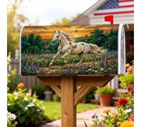 Coperture magnetiche per cassette postali a cavallo, decorazione rustica per cassette postali con farfalle e fiori, verde estivo, per esterni, decorazione da giardino, 45,7 x 53,7 cm