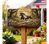 Coperture magnetiche per cassette postali a cavallo, natura rustica farfalle funghi verde estate pelle per decorazione esterna giardino cortile 53 x 64 cm