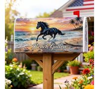 Coperture magnetiche per cassette postali a cavallo, protezione per cassetta postale blu costiera rustica oceano tramonto estate per decorazione prato 53 x 64 cm