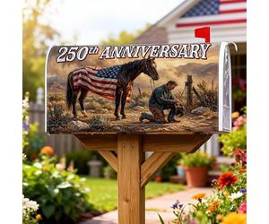 Coperture magnetiche per cassette postali a cavallo, rustiche con bandiera dell'America occidentale, per anniversario, colore marrone, protezione per la decorazione esterna del cortile, 53 x 64 cm
