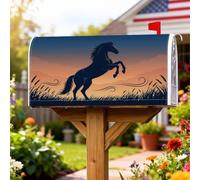 Coperture magnetiche per cassette postali a cavallo, rustiche con erba e nuvole estive, decorazioni per cassetta postale per cortile, 53 x 65,5 cm