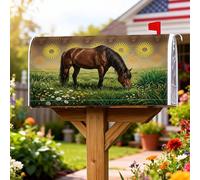 Coperture magnetiche per cassette postali a cavallo, rustiche con erba naturale, margherite, verde estate, protezione per la decorazione del giardino e cortile, 45,7 x 53,7 cm