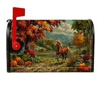 Coperture magnetiche per cassette postali a cavallo, rustiche, con zucche autunnali, foglie autunnali, arancioni, per esterni, decorazione da giardino, 53 x 64 cm