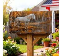 Coperture magnetiche per cassette postali a cavallo, rustiche ed eleganti alberi d'acqua autunnali, copertura per cassetta postale per esterni, decorazione da cortile, 53 x 64 cm
