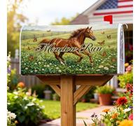 Coperture magnetiche per cassette postali a cavallo, rustiche fattoria, farfalle, trifoglio, primavera, verde, decorazione per giardino, cortile, 45,7 x 53,3 cm