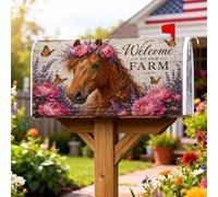Coperture magnetiche per cassette postali a cavallo, rustiche, fiori e farfalle, colore marrone primaverile, protezione per la decorazione del portico anteriore, 53 x 64 cm