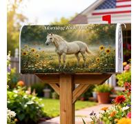 Coperture magnetiche per cassette postali a cavallo, rustiche naturali, girasoli, farfalle, verde primavera, coperture per cassetta delle lettere per esterni, decorazione da cortile 53 x 64 cm