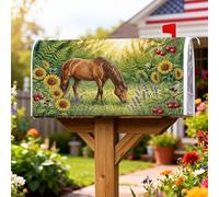 Coperture magnetiche per cassette postali a cavallo, rustiche naturali girasoli lavanda verde estate pelle per decorazione giardino cortile 53 x 64 cm