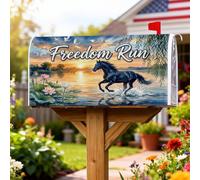 Coperture magnetiche per cassette postali a cavallo, stile rustico naturale, con tramonto e acqua, colore blu, decorazione per cortile, 45,7 x 53,3 cm