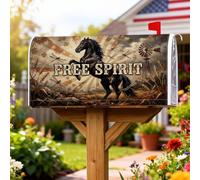 Coperture magnetiche per cassette postali a cavallo, stile rustico, occidentale, libellule, autunnali, colore marrone, per decorazioni da giardino e cortile, 53 x 64 cm