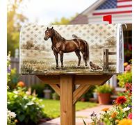 Coperture magnetiche per cassette postali a cavallo, stile rustico, uccello, pollo, estate, marrone, decorazione per porta d'ingresso, 53 x 64 cm