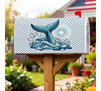Coperture magnetiche per cassette postali a coda di balena, onde costiere nautiche, rocce estive color foglia di tè, copertura decorativa per cassetta postale per esterni, 45,7 x 53,7 cm