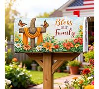 Coperture magnetiche per cassette postali a croce, con farfalle rustiche stagionali, colore arancione, copertura per cassetta postale primaverile, decorazione per cortile, 45,7 x 53,3 cm