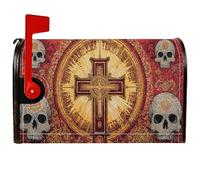 Coperture magnetiche per cassette postali a croce, gotico ornato teschio radiance Halloween rosso vacanza copertura per la decorazione esterna del cortile 53 x 64 cm