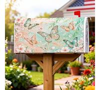 Coperture magnetiche per cassette postali a farfalla, copertura per cassetta delle lettere con fiori fantasiosi e primaverili, colore turchese, per decorazione della porta d'ingresso, 45,7 x 53,7 cm