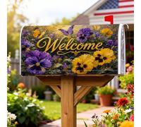 Coperture magnetiche per cassette postali a farfalla, copertura per cassetta delle lettere con viola del pensiero vibrante primaverile, per esterni, giardino, cortile, decorazione, 53 x 64 cm