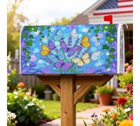 Coperture magnetiche per cassette postali a farfalla, copertura per cassetta delle lettere primaverile fantasiosa lavanda edera primavera blu copertura per decorazione giardino cortile 53 x 64 cm