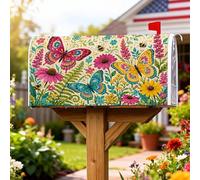 Coperture magnetiche per cassette postali a farfalla, copertura per cassetta delle lettere stagionali primaverili con fiori vivaci e api, per decorazione della porta d'ingresso, 53 x 64 cm