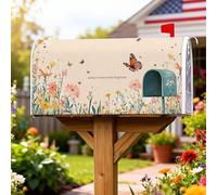 Coperture magnetiche per cassette postali a farfalla, copertura per cassetta postale stagionale primaverile con fiori fantasiosi e api, per decorazione del prato, 53 x 64 cm