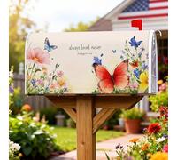 Coperture magnetiche per cassette postali a farfalla, copertura stagionale per cassetta postale primaverile arancione floreale primaverile per decorazione esterna da cortile 45,7 x 53,7 cm