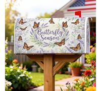 Coperture magnetiche per cassette postali a farfalla, decorazioni primaverili per cassetta delle lettere con foglie di lavanda primaverili, decorazioni per esterni, giardino, cortile, 53 x 64 cm
