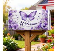 Coperture magnetiche per cassette postali a farfalla, in stile rustico con viola del pensiero color lavanda primaverile viola per la decorazione del prato 53 x 64 cm