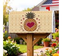 Coperture magnetiche per cassette postali a forma di ananas, tropicali giocosi cuori e stelle, decorazioni estive gialle per cassetta delle lettere per giardino, patio, 53 x 64 cm
