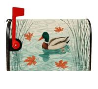 Coperture magnetiche per cassette postali a forma di anatra, autunnali rustiche foglie d'acero, increspature d'acqua, colore verde, per decorazione del prato, 53 x 64 cm
