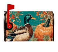 Coperture magnetiche per cassette postali a forma di anatra, autunnali rustiche foglie di zucca autunnali, copertura arancione per la decorazione della porta d'ingresso, 53 x 64 cm