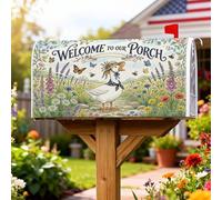 Coperture magnetiche per cassette postali a forma di anatra, copertura per cassetta postale stagionale primaverile con fiori rustici e farfalle, per decorazione da giardino all'aperto, 45,7 x 53,7 cm