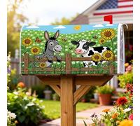 Coperture magnetiche per cassette postali a forma di asino, protezione per cassette postali estive con mucca giocosa girasole verde estate protezione per decorazioni esterne 53 x 64 cm