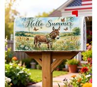 Coperture magnetiche per cassette postali a forma di asino, rustiche estive, girasoli, farfalle, copertura per cassetta della posta verde, decorazione per esterni, giardino, cortile, 53 x 64 cm
